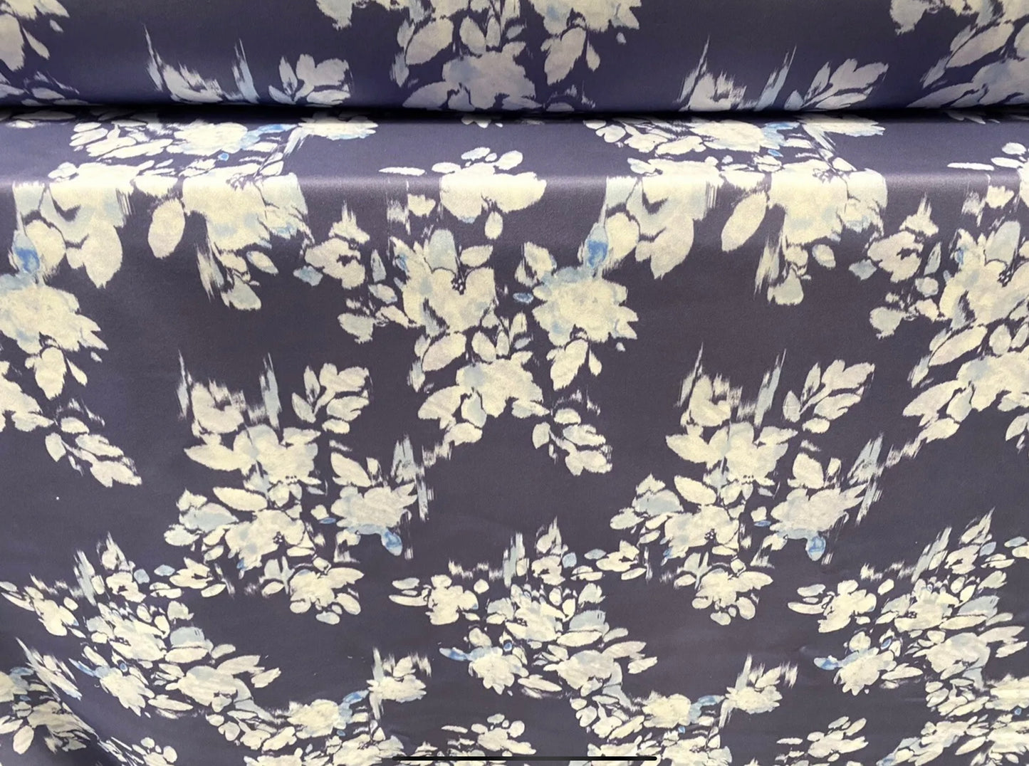 Scuba stretch spandex double jersey dress fabric, per metre - flower print - blue grey