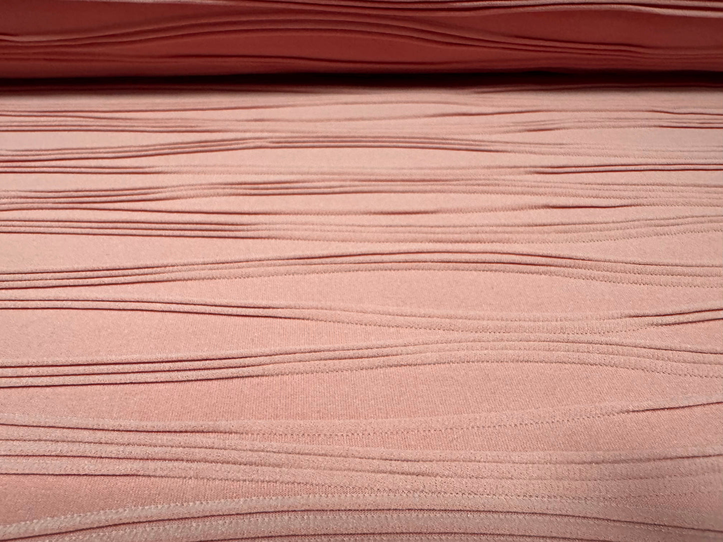 Wave jacquard stretch spandex double jersey fabric, per metre - rose pink