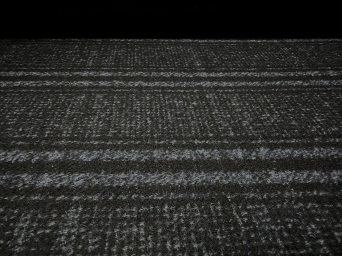 Wool bouclé fabric, per metre - checkered - midnight & blue