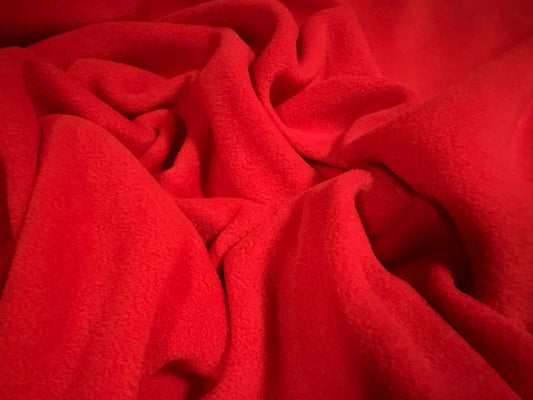 Polar fleece fabric, per metre - plain - red