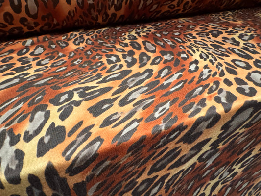 French Terry loopback sweatshirt jersey fabric, per metre - animal swirl print - brown & honey