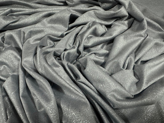 Viscose single jersey fabric with silver metallic finish, per metre - Grey