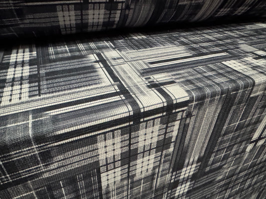 Chenille upholstery fabric, per metre - geometric print - grey