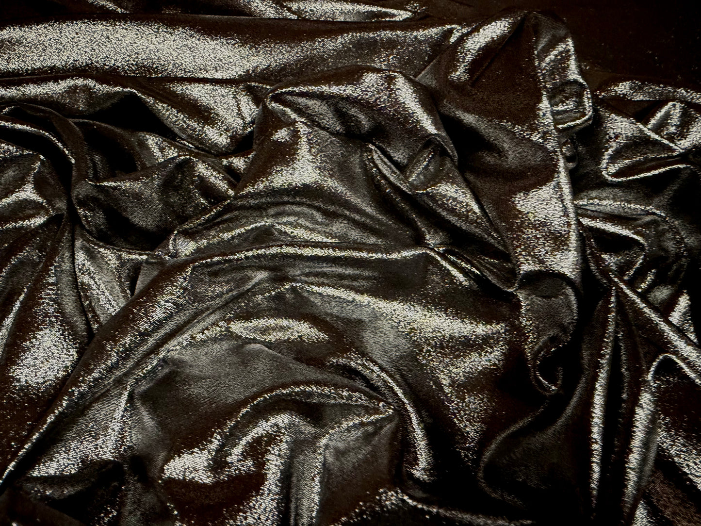 Stretch metallic lamé jersey fabric, per metre - plain - dark silver