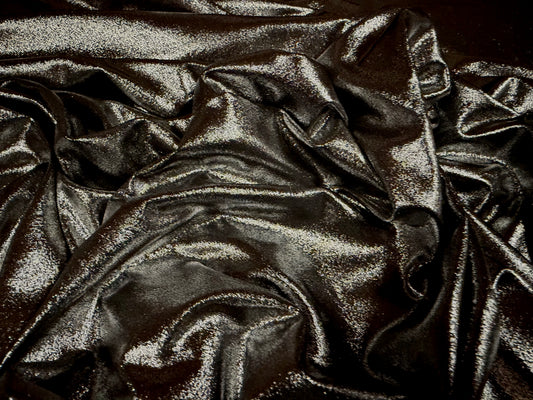 Stretch metallic lamé jersey fabric, per metre - plain - dark silver