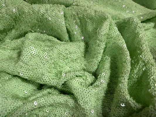 Couture sequin dress fabric, per metre - mint green