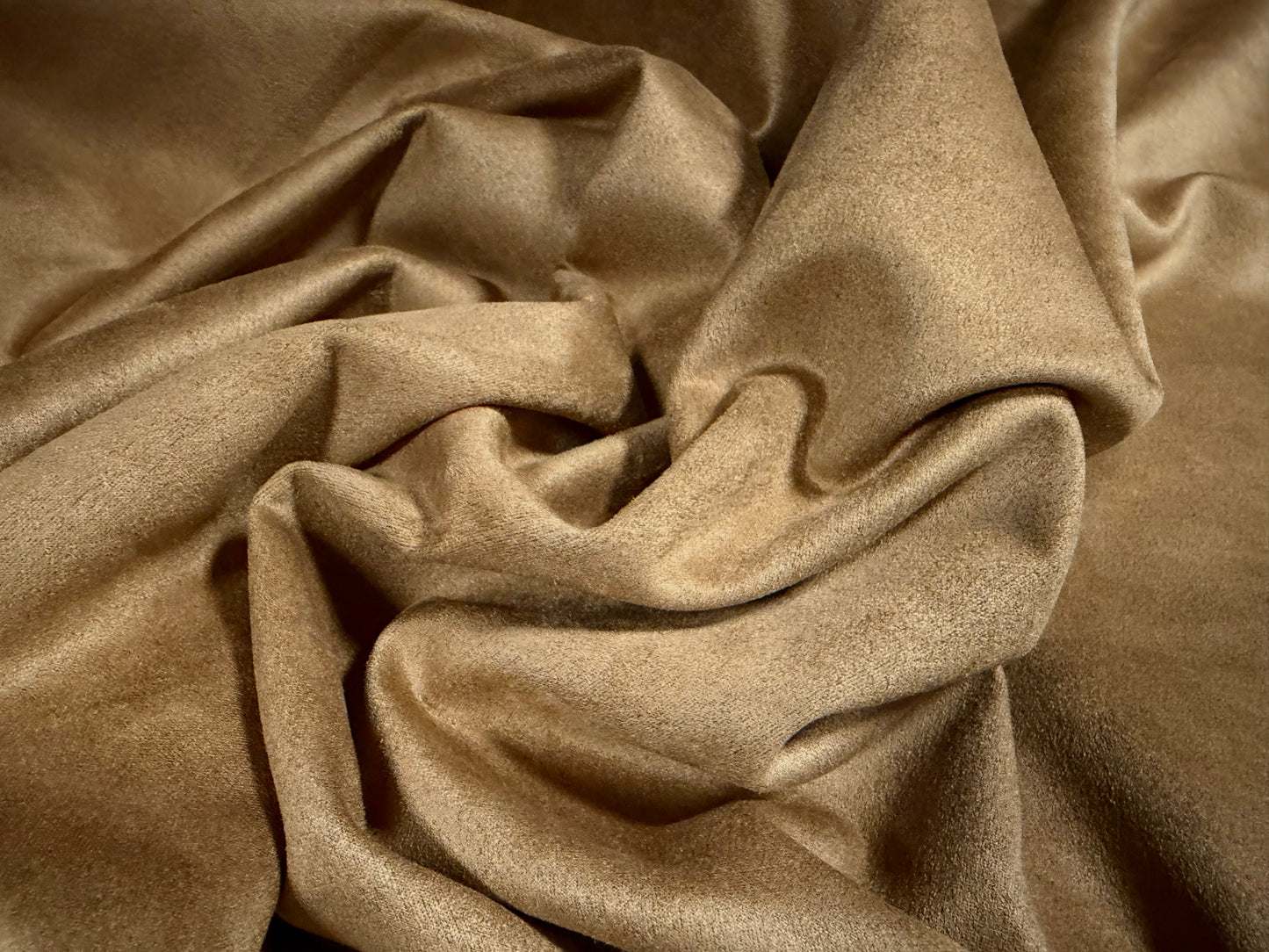 Scuba suede stretch spandex double jersey fabric, per metre - plain - brown