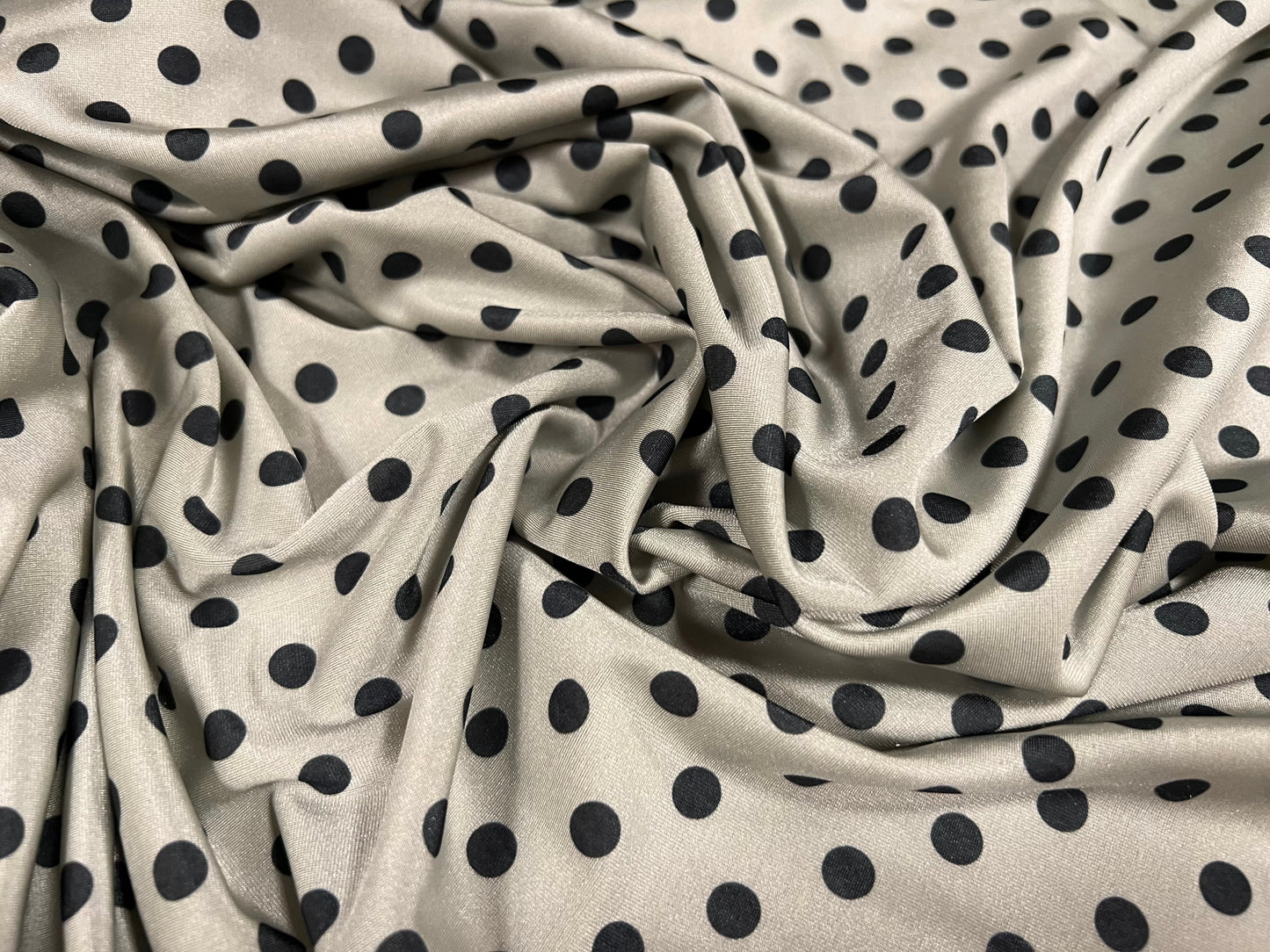 Swimwear stretch spandex jersey fabric, per metre - polka dot print - silver