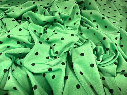 Swimwear stretch spandex jersey fabric, per metre - polka dot print - green