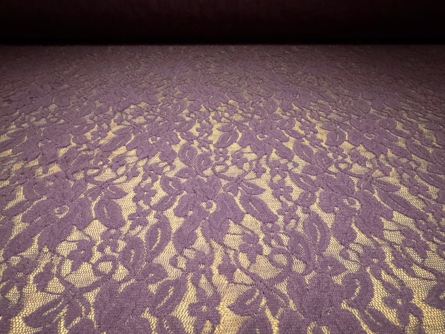 Stretch spandex lace fabric, per metre - floral - purple