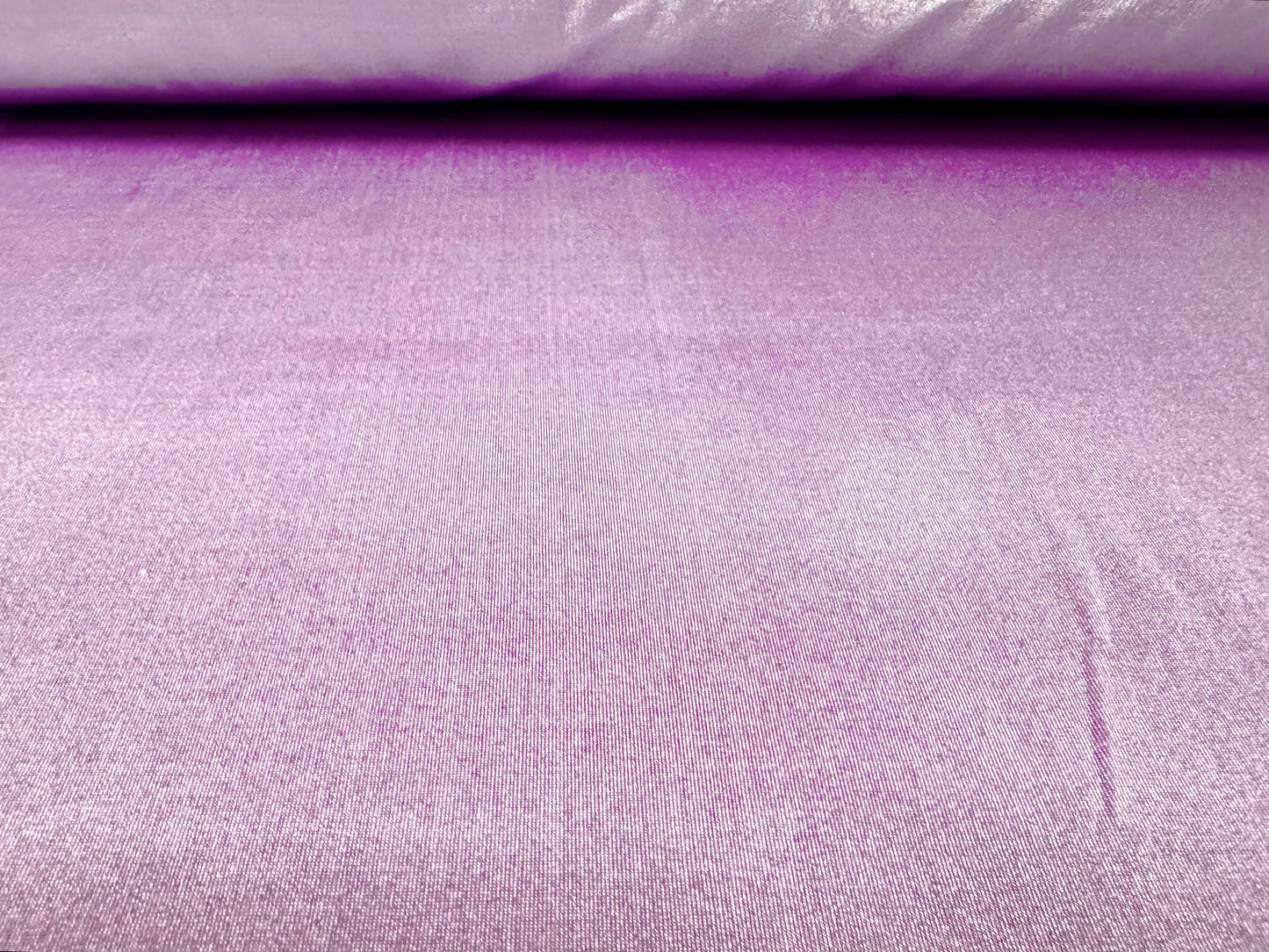Metallic lamé stretch spandex jersey fabric, per metre - plain - lilac