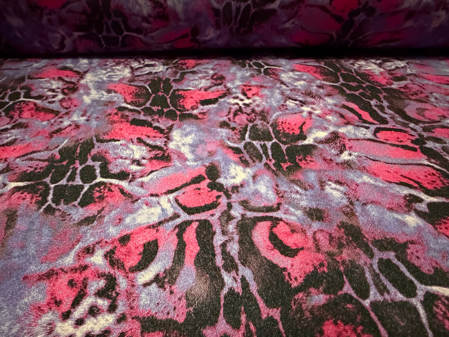 Swimwear stretch spandex jersey fabric, per metre - abstract print - purple & pink