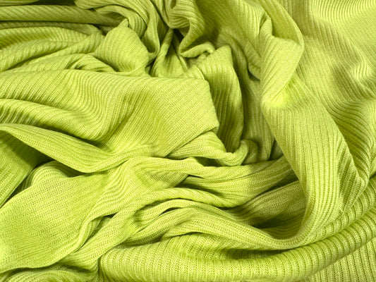 Soft handle ribbed jersey knit fabric, per metre - plain - lime citrus
