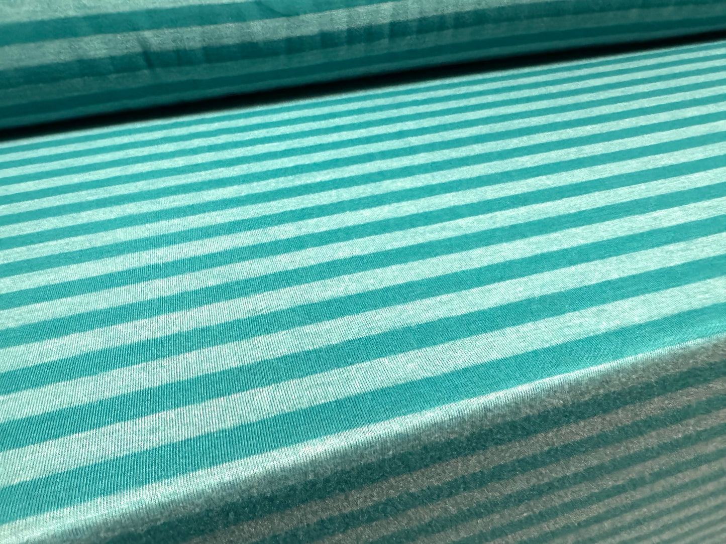 Viscose single jersey fashion fabric, per metre - stripe - jade green