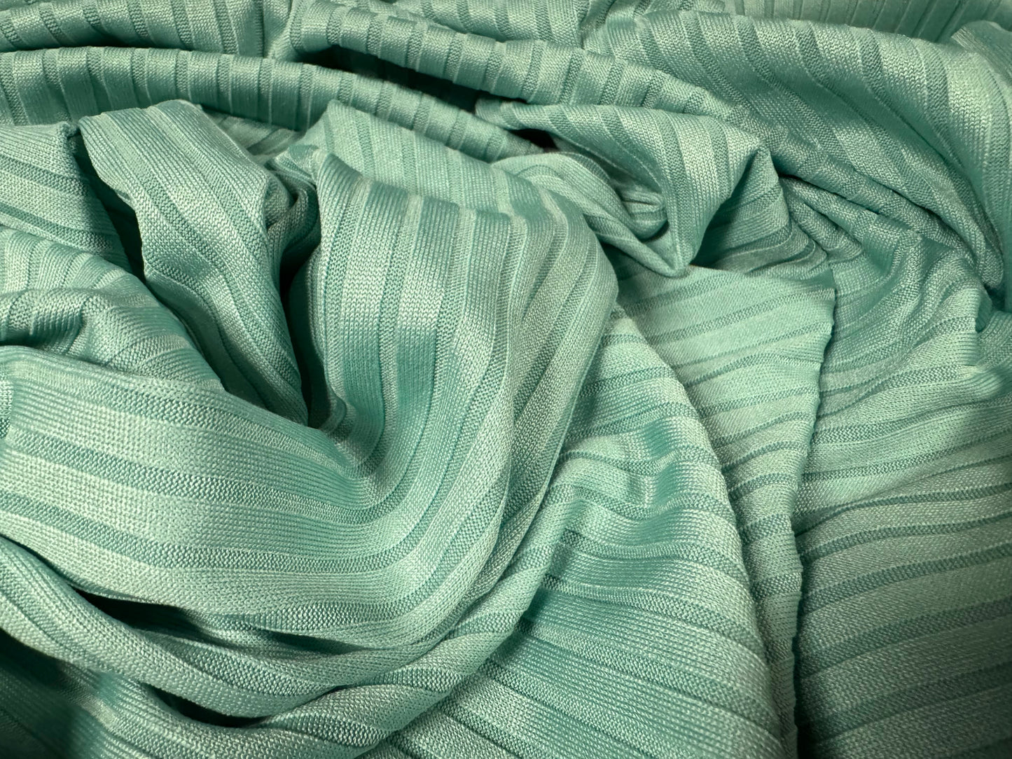 Stretch spandex rib jersey fabric, per metre - plain - aqua green