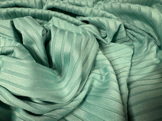 Stretch spandex rib jersey fabric, per metre - plain - aqua green