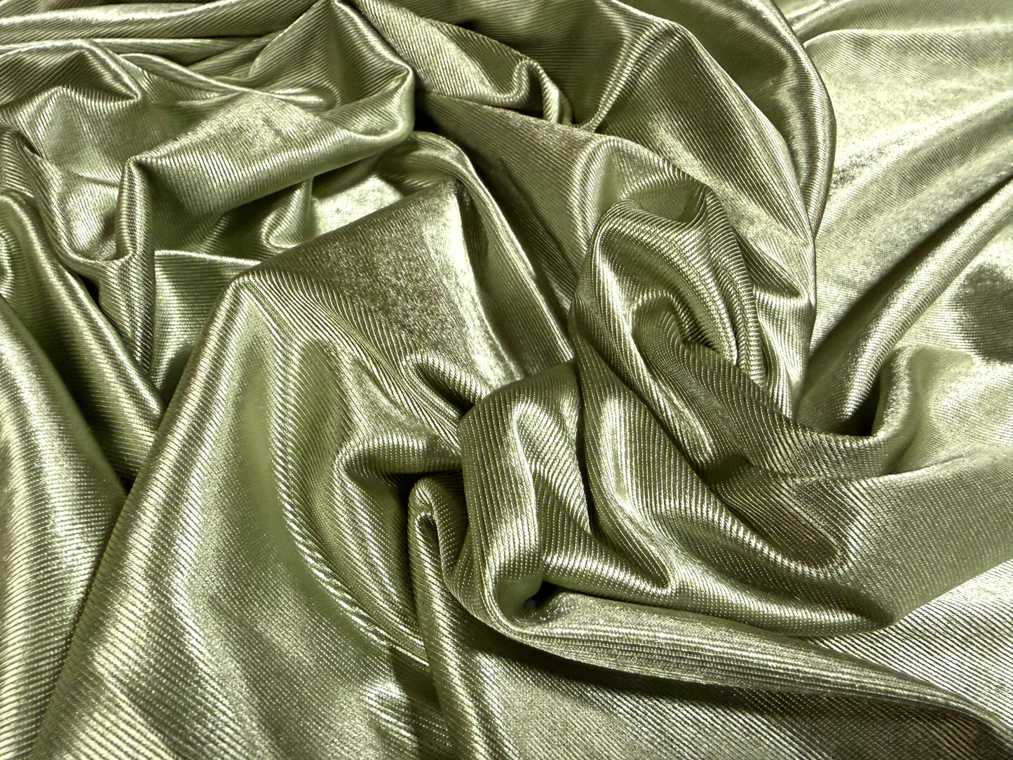 Stretch satin activewear jersey fabric, per metre - plain - sage green