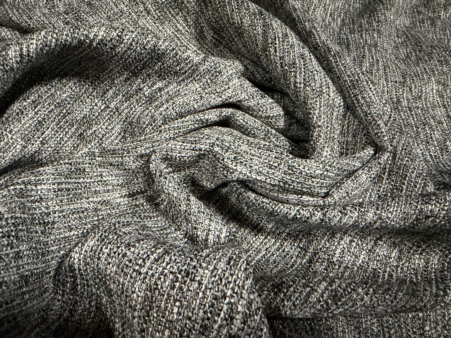Wool tweed fabric, per metre - grey marl