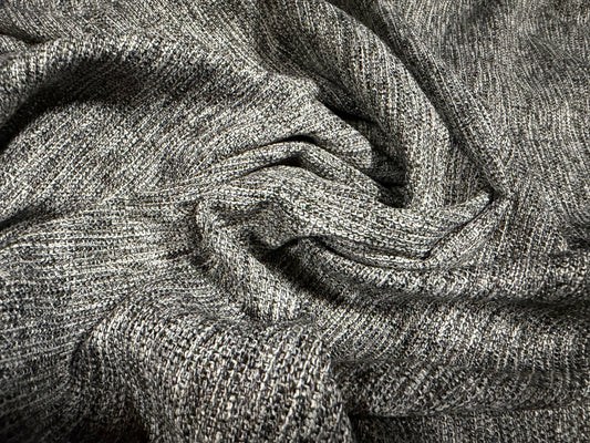 Wool tweed fabric, per metre - grey marl