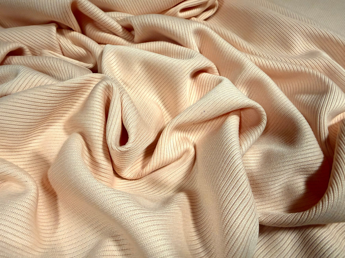 Soft handle rib jersey knit fabric, per metre - plain - light peach