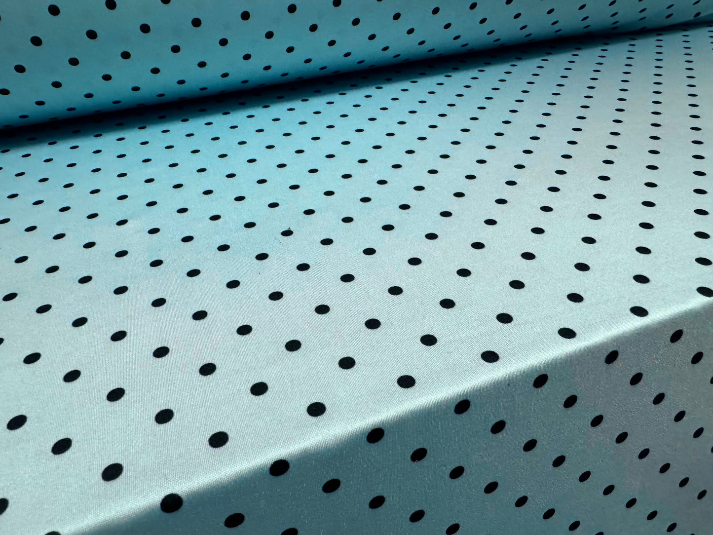 Stretch spandex single jersey fabric, per metre - polka dot print - sky blue