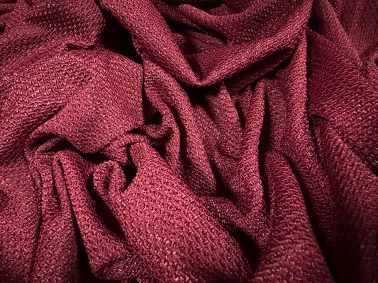 Stretch spandex sateen jersey fabric, per metre - micro dobby jacquard - burgundy