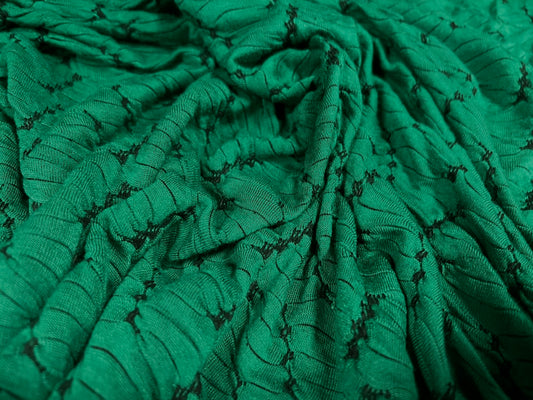 Stretch spandex single jersey fabric, per metre - jacquard - emerald green