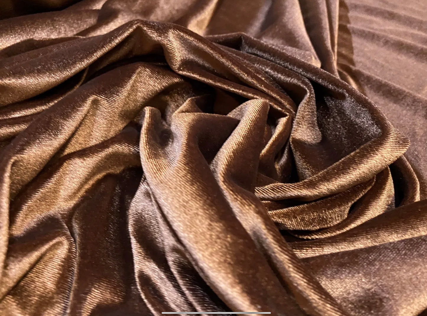 Spandex velvet stretch dress fabric, per metre - plain - chestnut brown