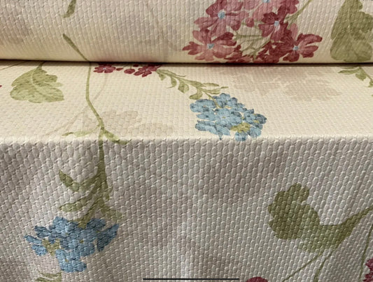 Stretch spandex jacquard jersey fabric - per metre - delphinium flower print - cream