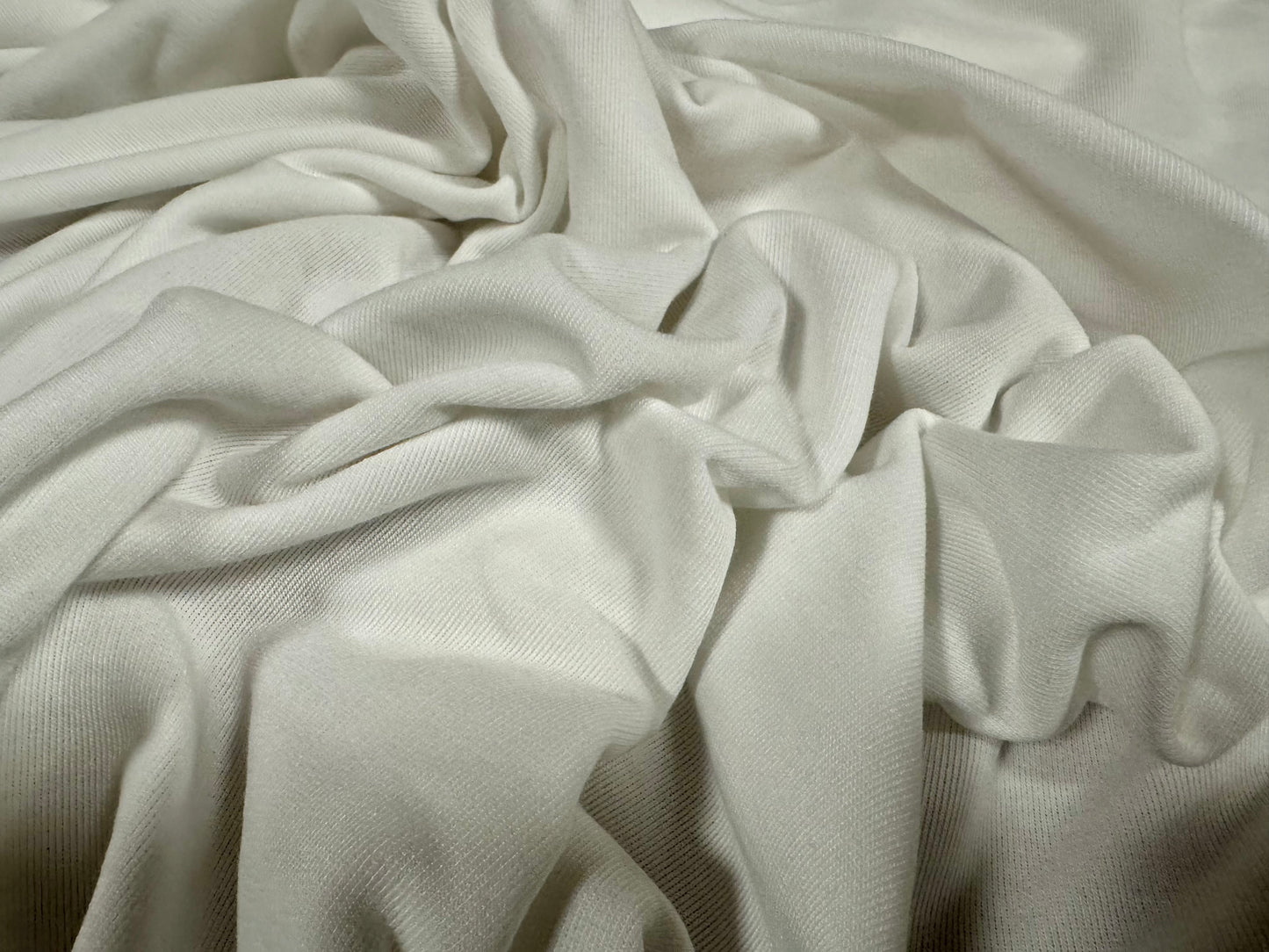 French Terry single sided towelling fleece fabric, per metre - plain - white