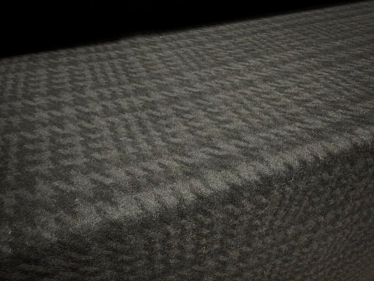 Heavyweight wool flannel coat jacket fabric, per metre - houndstooth check - charcoal grey