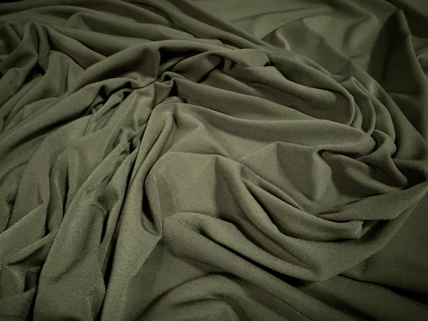 ITY stretch spandex single Jersey fabric, per metre - plain - olive drab