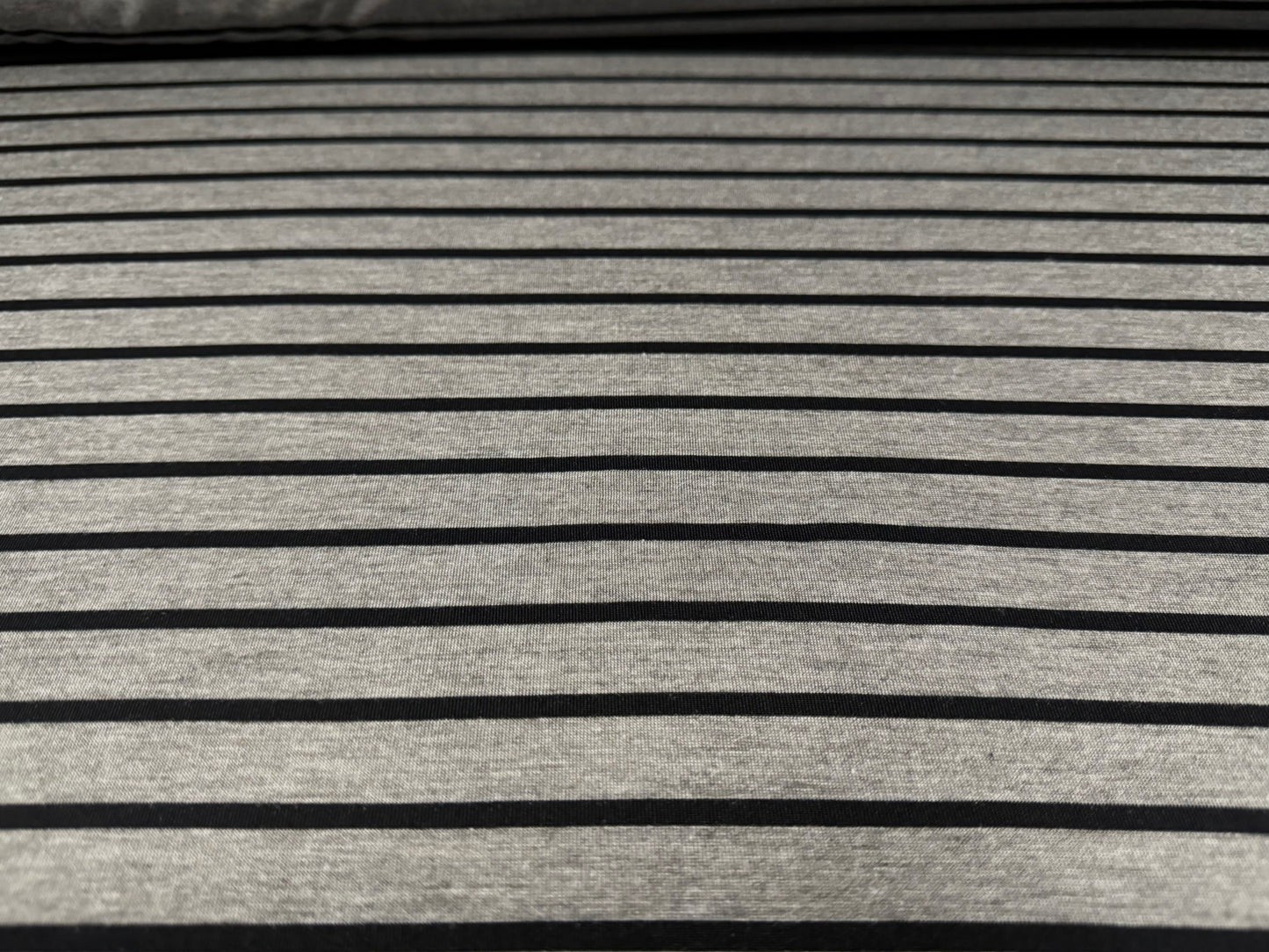 Viscose blend single jersey fabric, per metre - stripe - grey marl & black