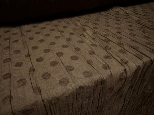 Crinkle cotton woven dress fabric, per metre - polka dot burnout - brown