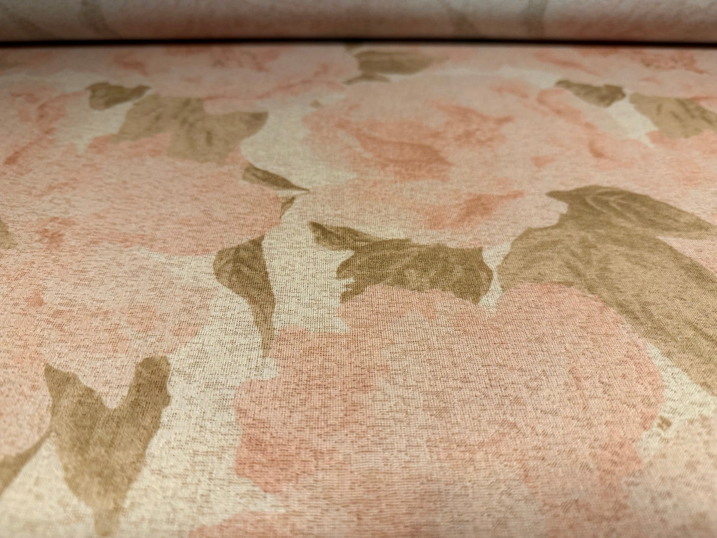 Thick & thin stretch spandex single jersey fashion fabric, per metre - floral rose print - pale pink