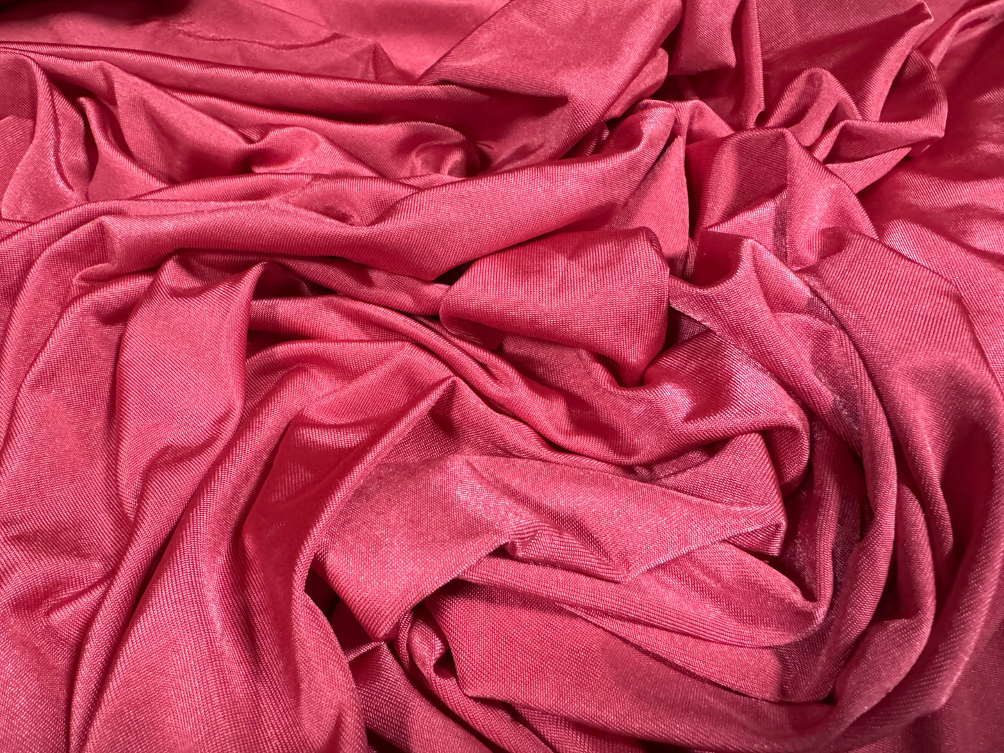 Disco shimmer stretch spandex jersey fabric, per metre - plain - flamingo pink