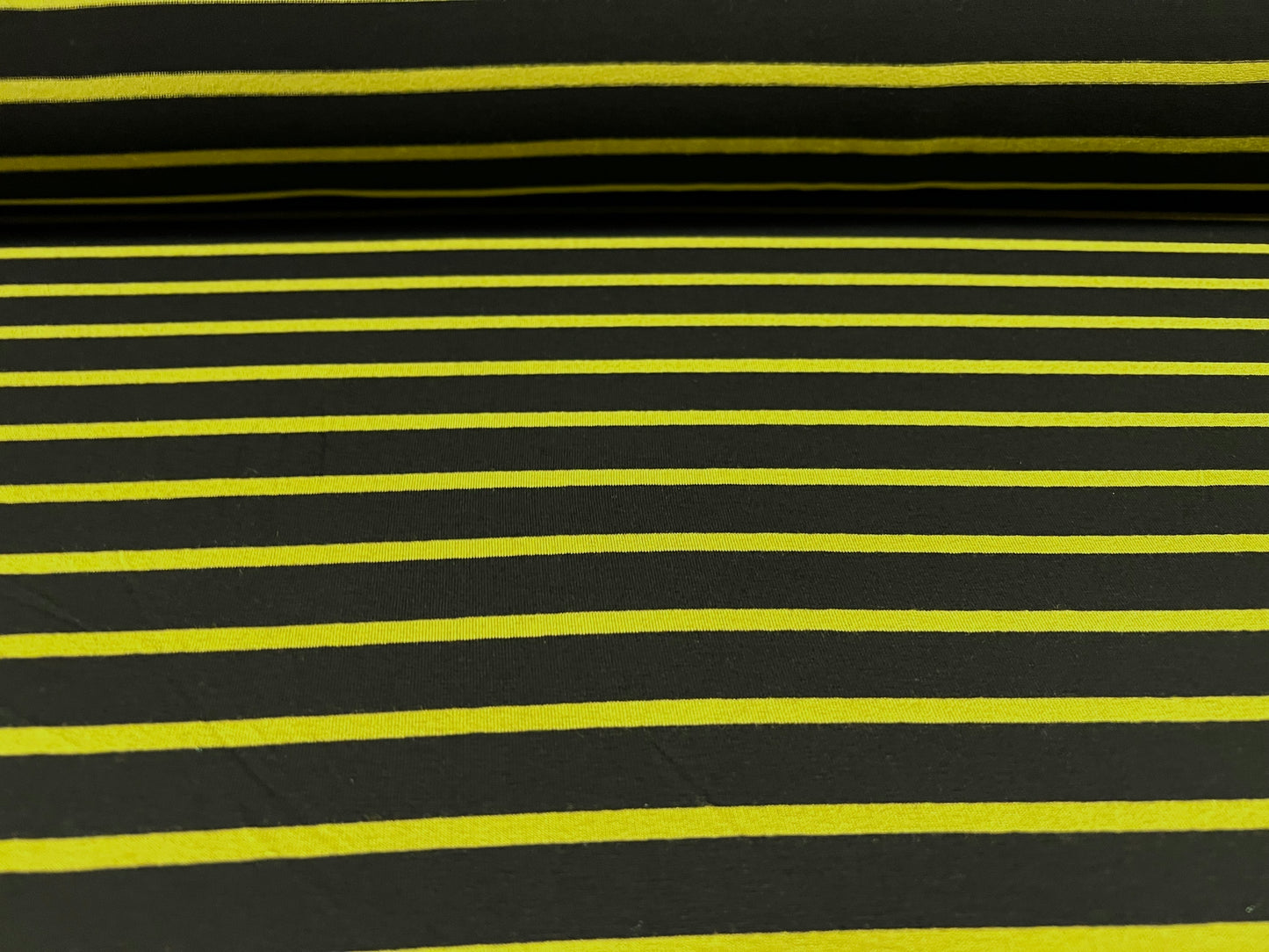 Viscose spandex stretch single jersey fabric, per metre - stripe - black & chartreuse