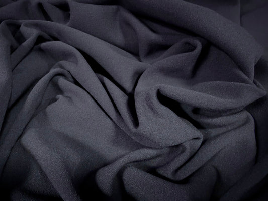Scuba crepe stretch spandex double jersey fabric, per metre - plain - dark navy blue