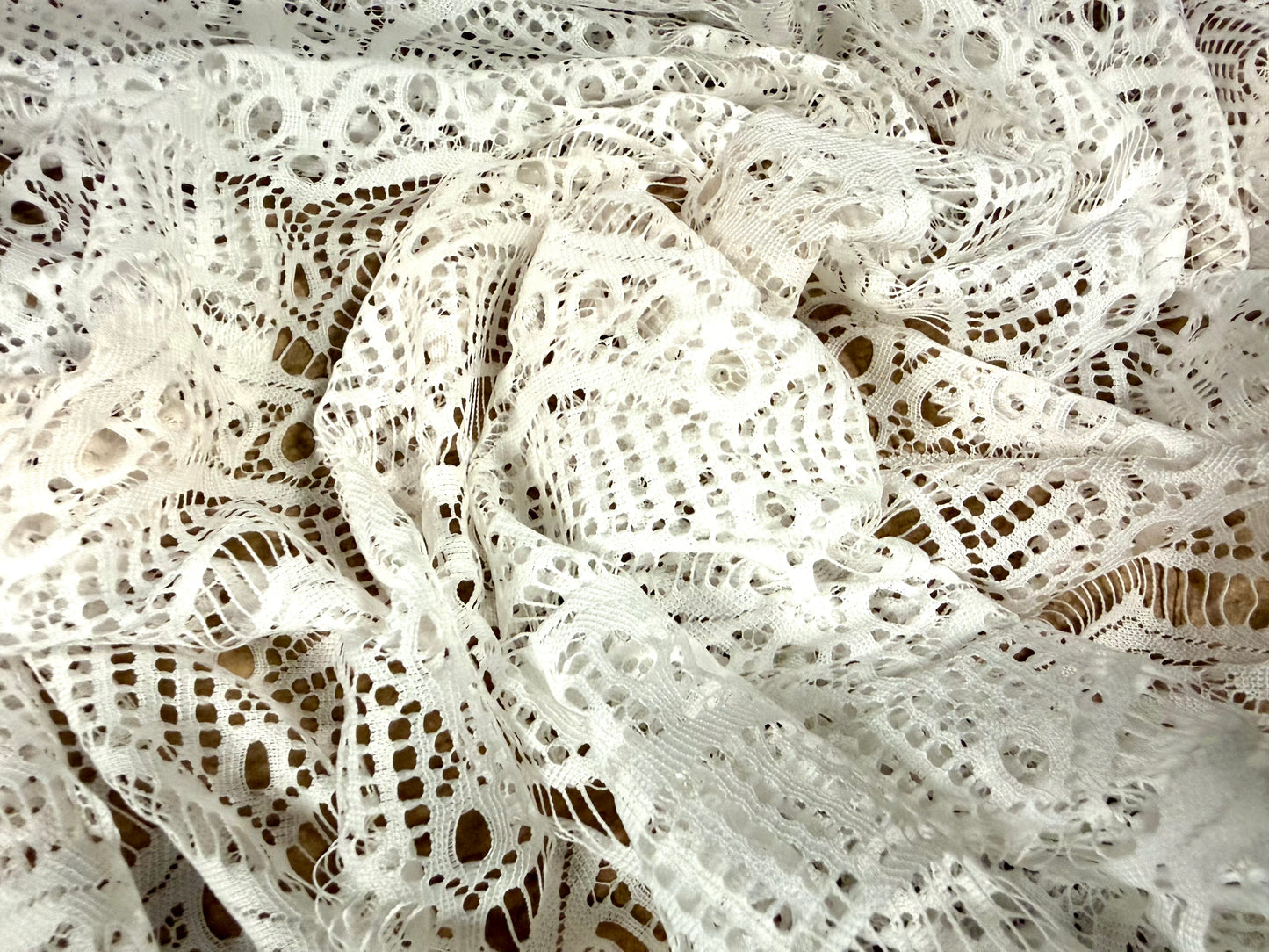 Scalloped lace dress fabric, per metre - ivory