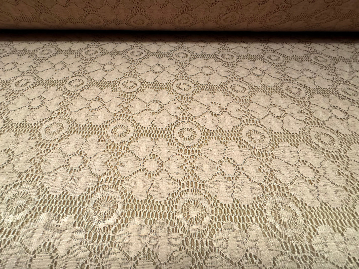 Cotton lace dress fabric, per metre - flower pattern - nude