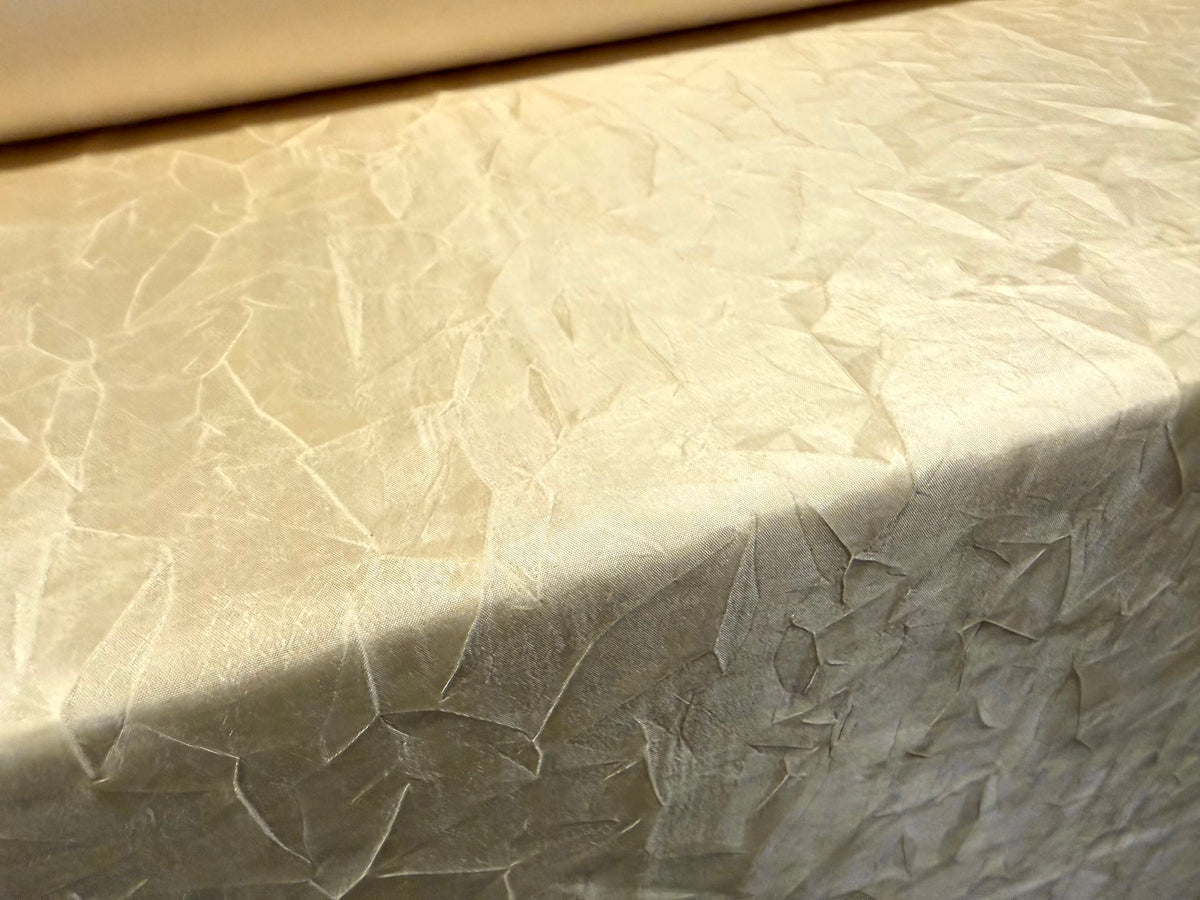Taffeta woven dress fabric - pressed leaf design - champagne