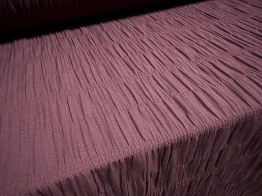 Ruched cotton bambula plain weave dress fabric, per metre - aubergine