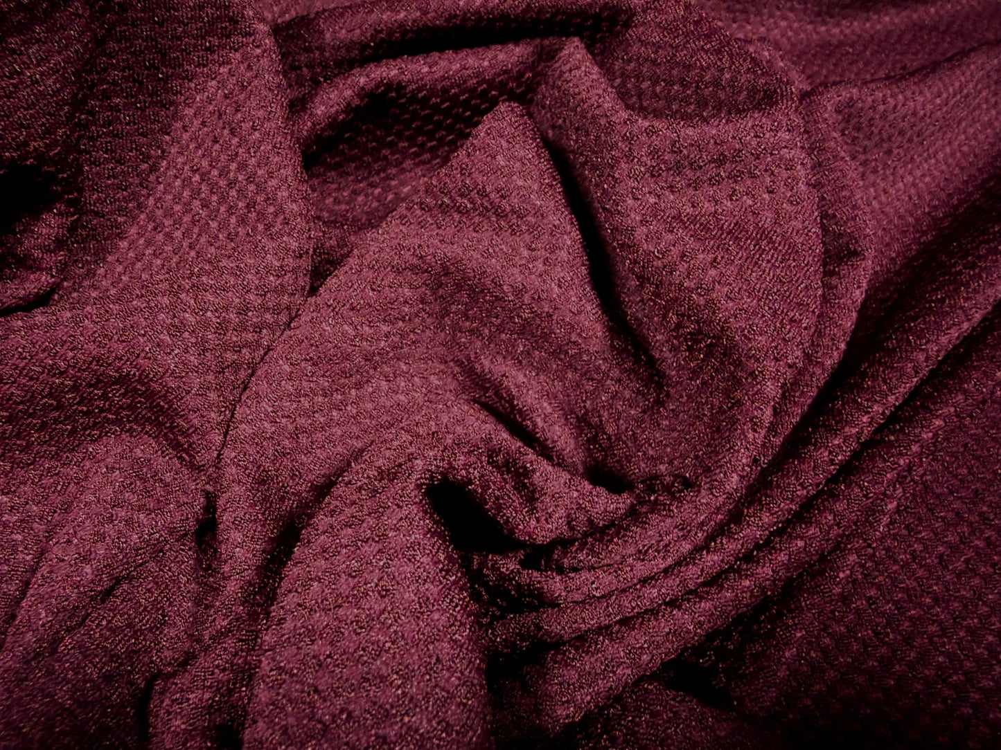 Jacquard stretch double jersey fabric, per metre - solid - burgundy