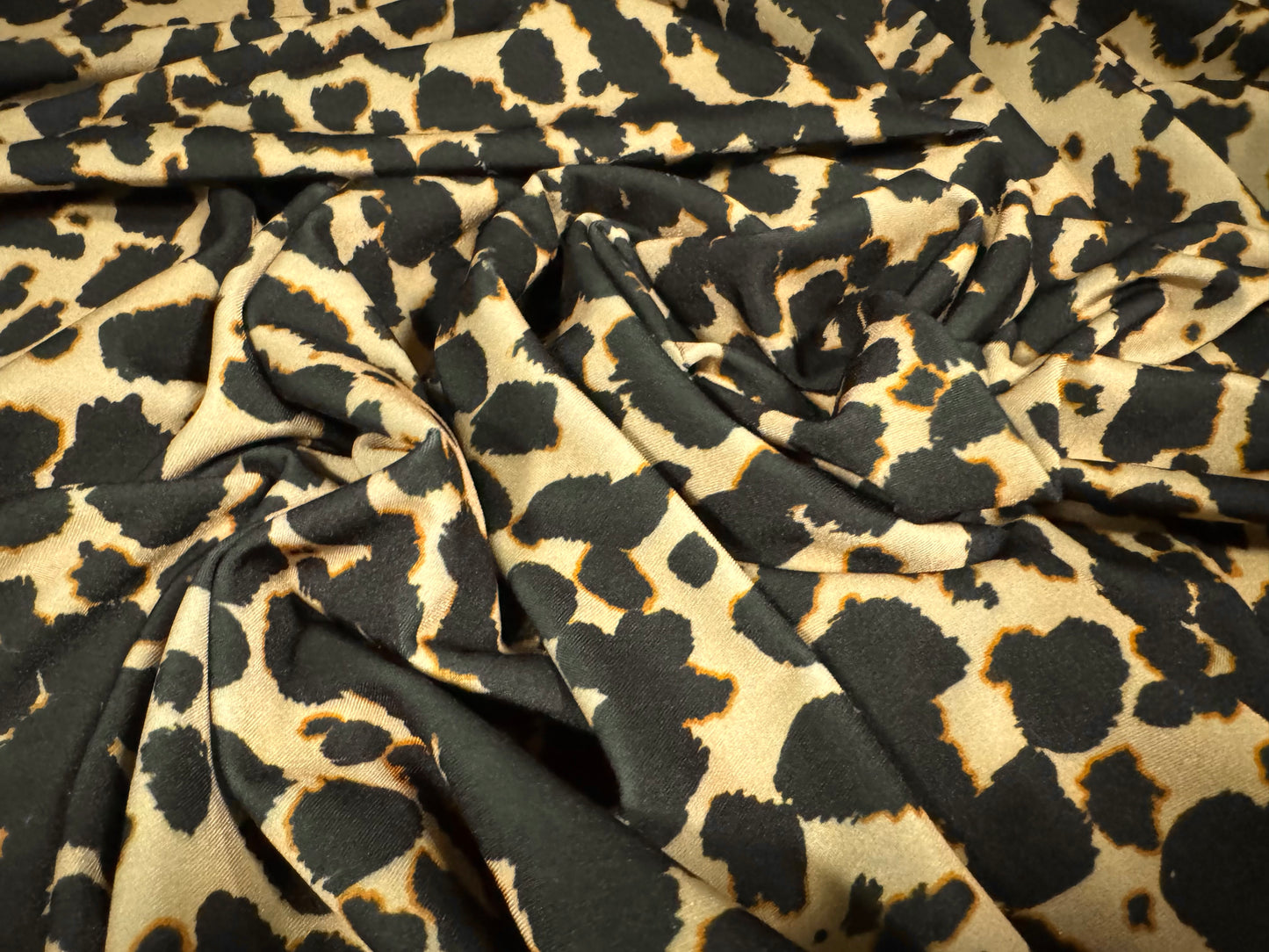 Swimwear stretch spandex jersey fabric, per metre - leopard print - pale gold
