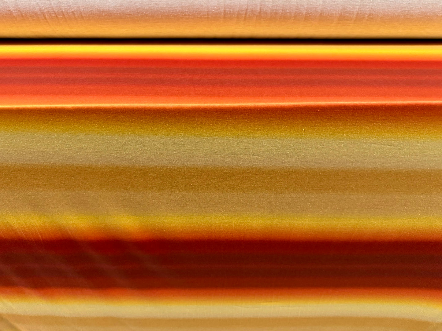 Soft handle stretch single jersey fashion fabric, per metre - ombré sunset print - orange & amber