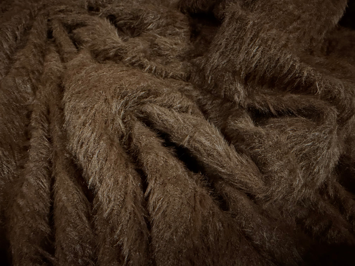 Faux mohair stretch knitwear fabric, per metre - plain - brown