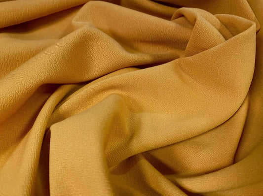 Scuba crepe stretch spandex double jersey fabric, per metre - plain - mustard