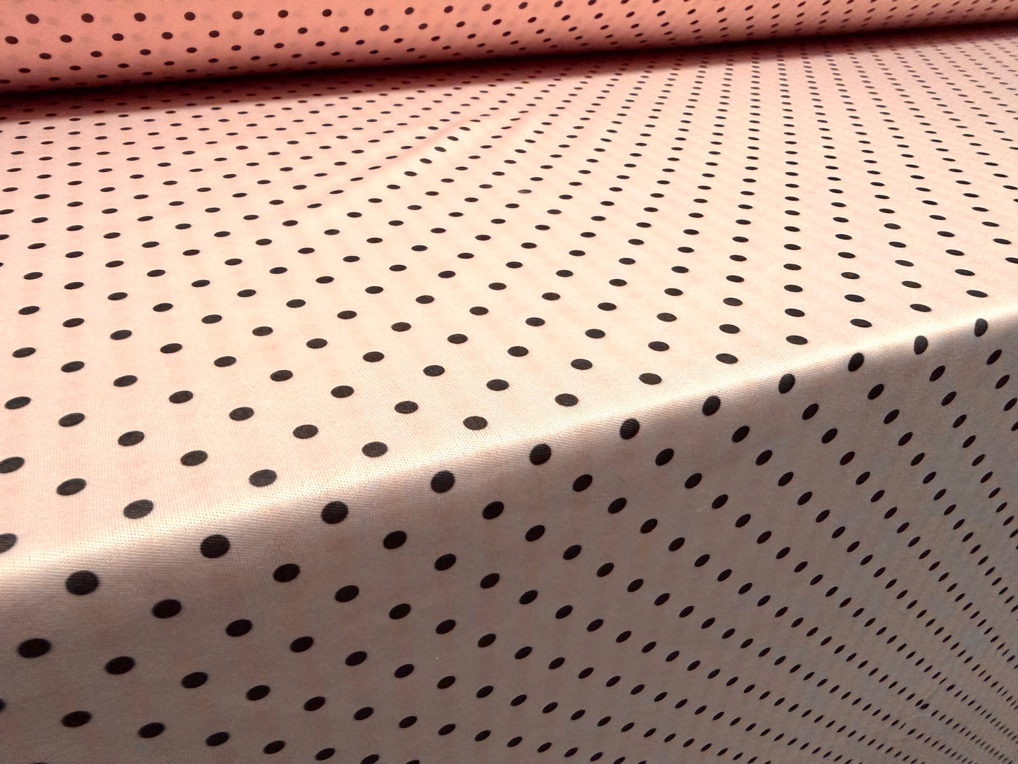Single jersey fashion fabric, per metre - spot print - baby pink