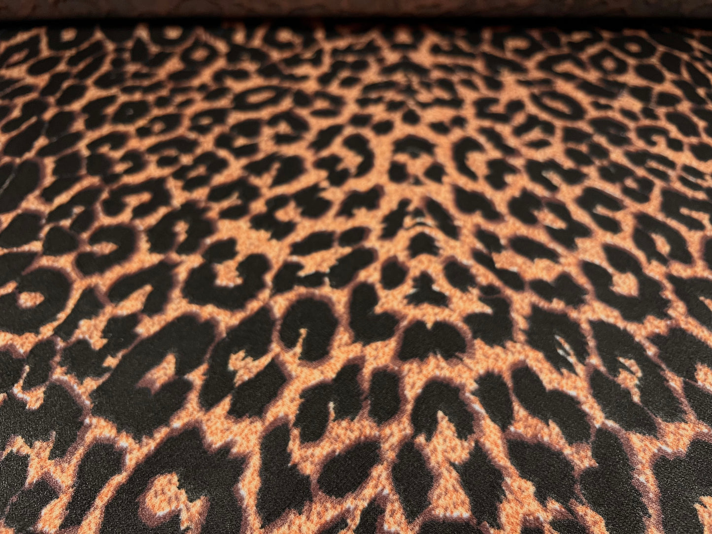 Stretch crepe spandex jersey fabric, per metre - cheetah animal print - orange brown