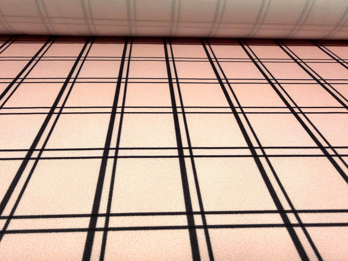 Scuba crepe stretch double jersey fabric, per metre - matrix check print - pink